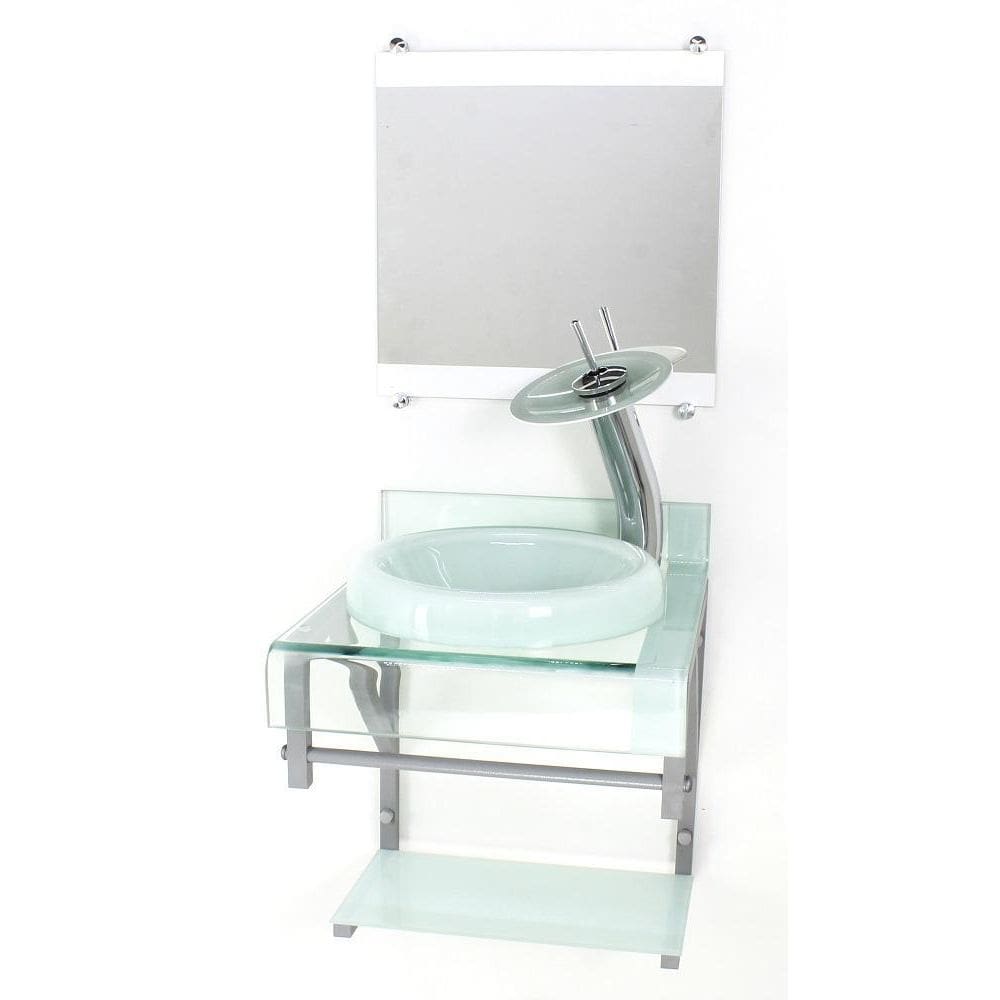 Gabinete Vidro 40Cm Banheiro Curvado Duplo Pc Cuba Chapéu