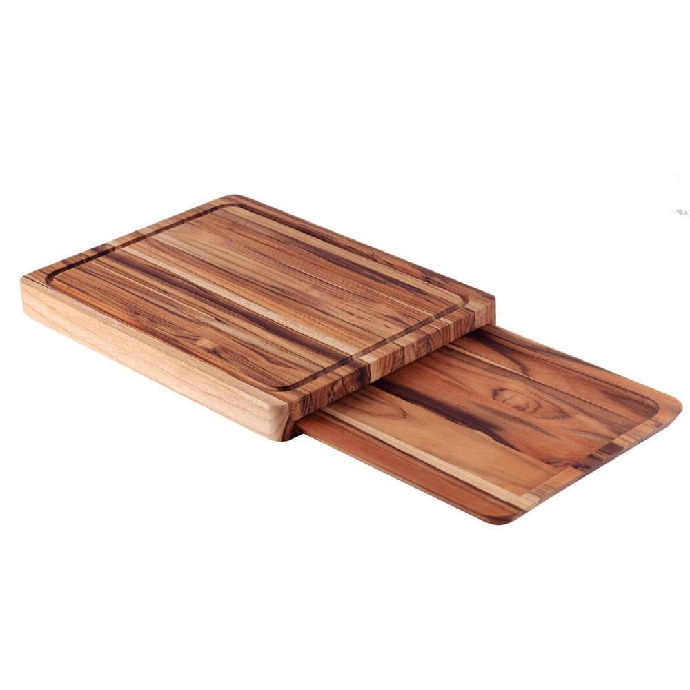 Kit Tábua Corte Badeja Auxiliar Churrasco Madeira Teca FCS Natural 40 cm Tramontina