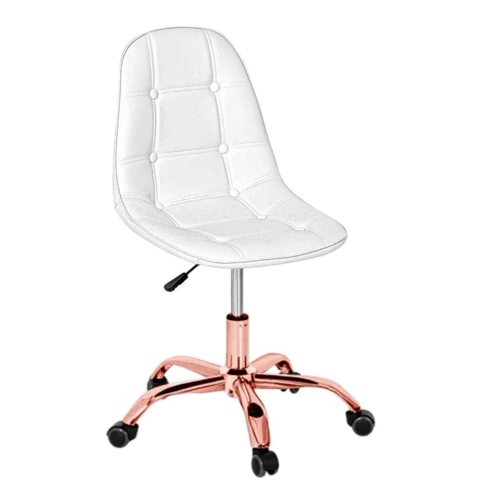 Cadeira Office Eiffel - Botonê | Branca - Rose Gold
