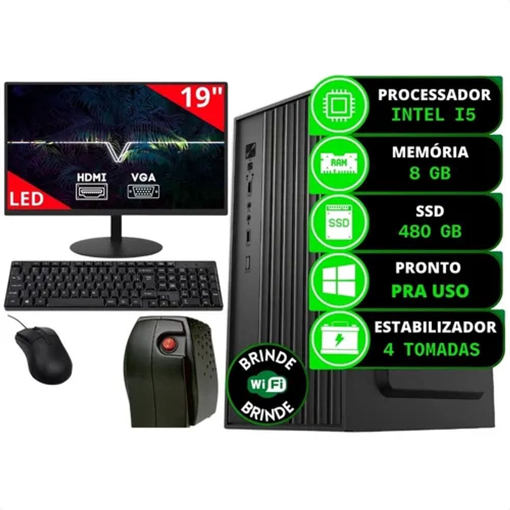 Pc Completo Intel I5 8gb Ssd 480gb Monitor Estabilizador - Desktop 4