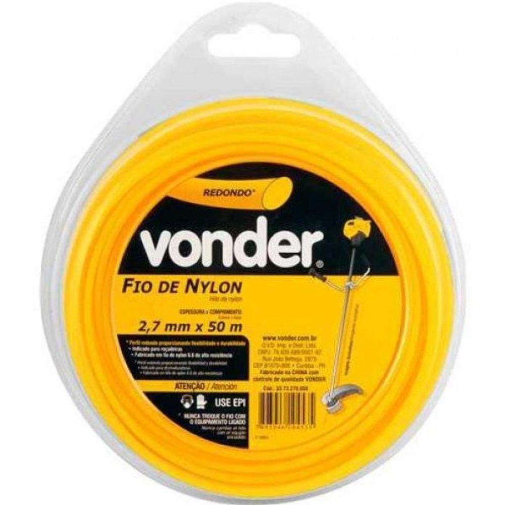 Fio De Nylon Para Roçadeira 2,7Mm X 50M - Vonder