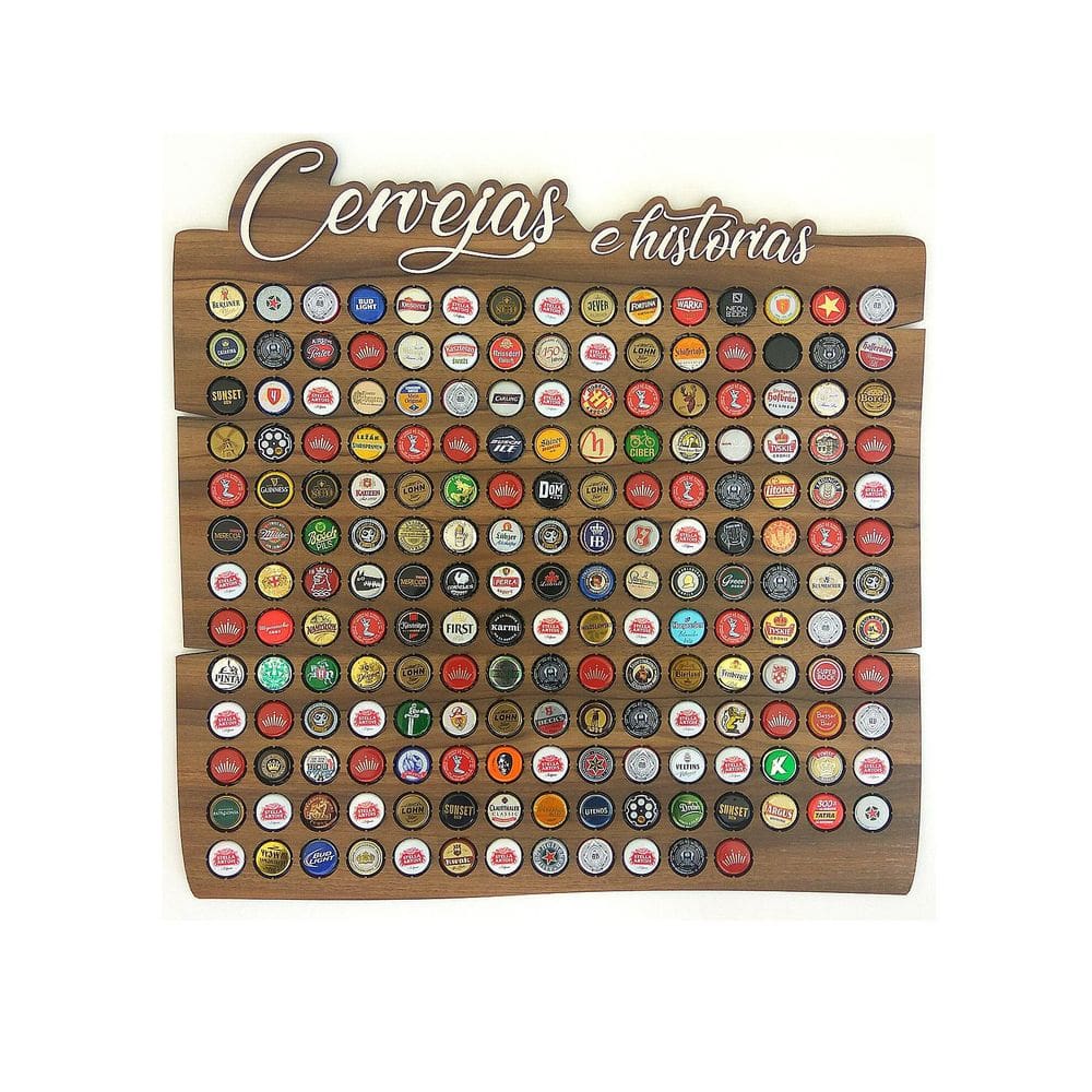 Quadro Porta Tampinhas - Linha Rustic -180 + Abridor