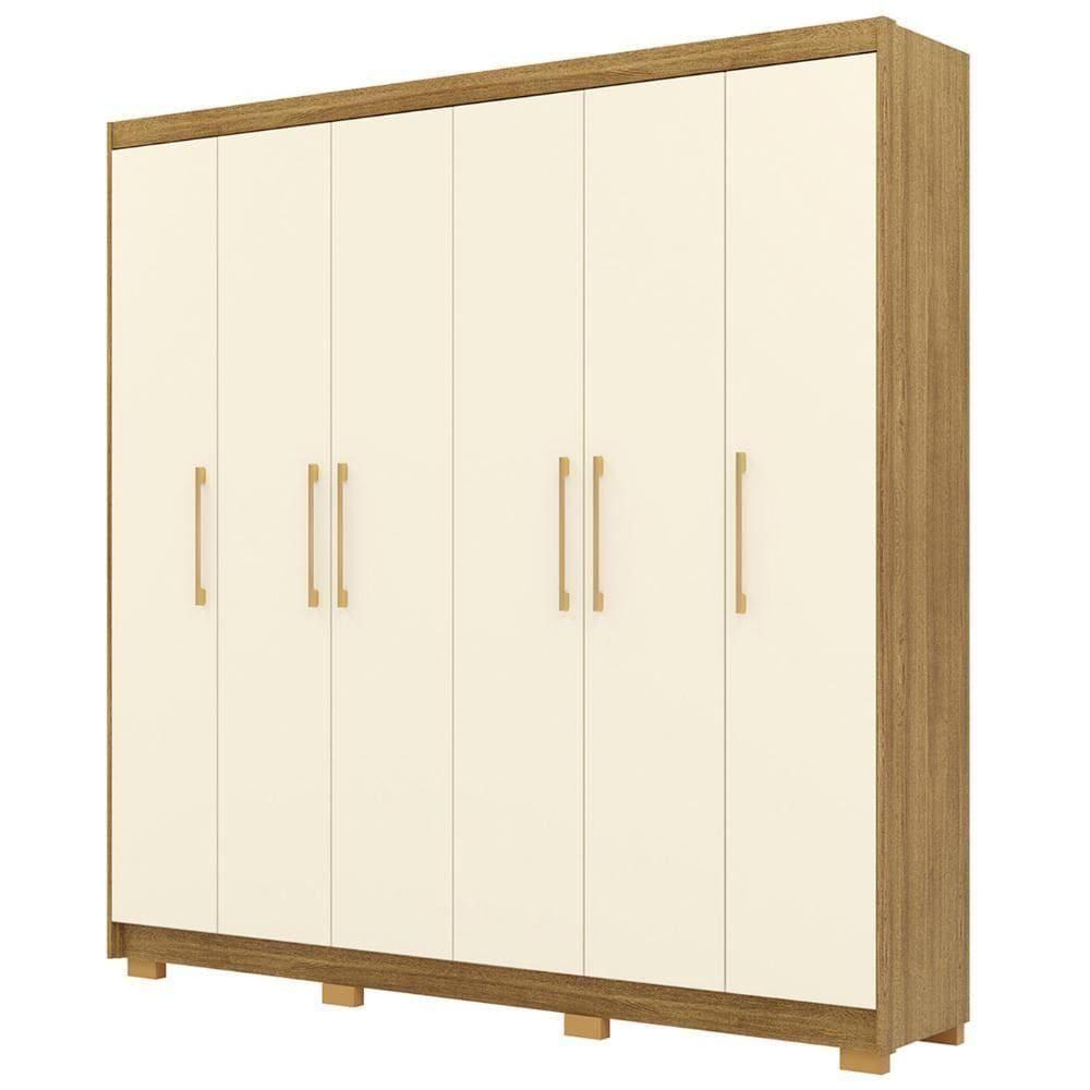 Guarda Roupa Casal 223cm 6 Portas Pako Nature/champanhe V02 - Mpozenato