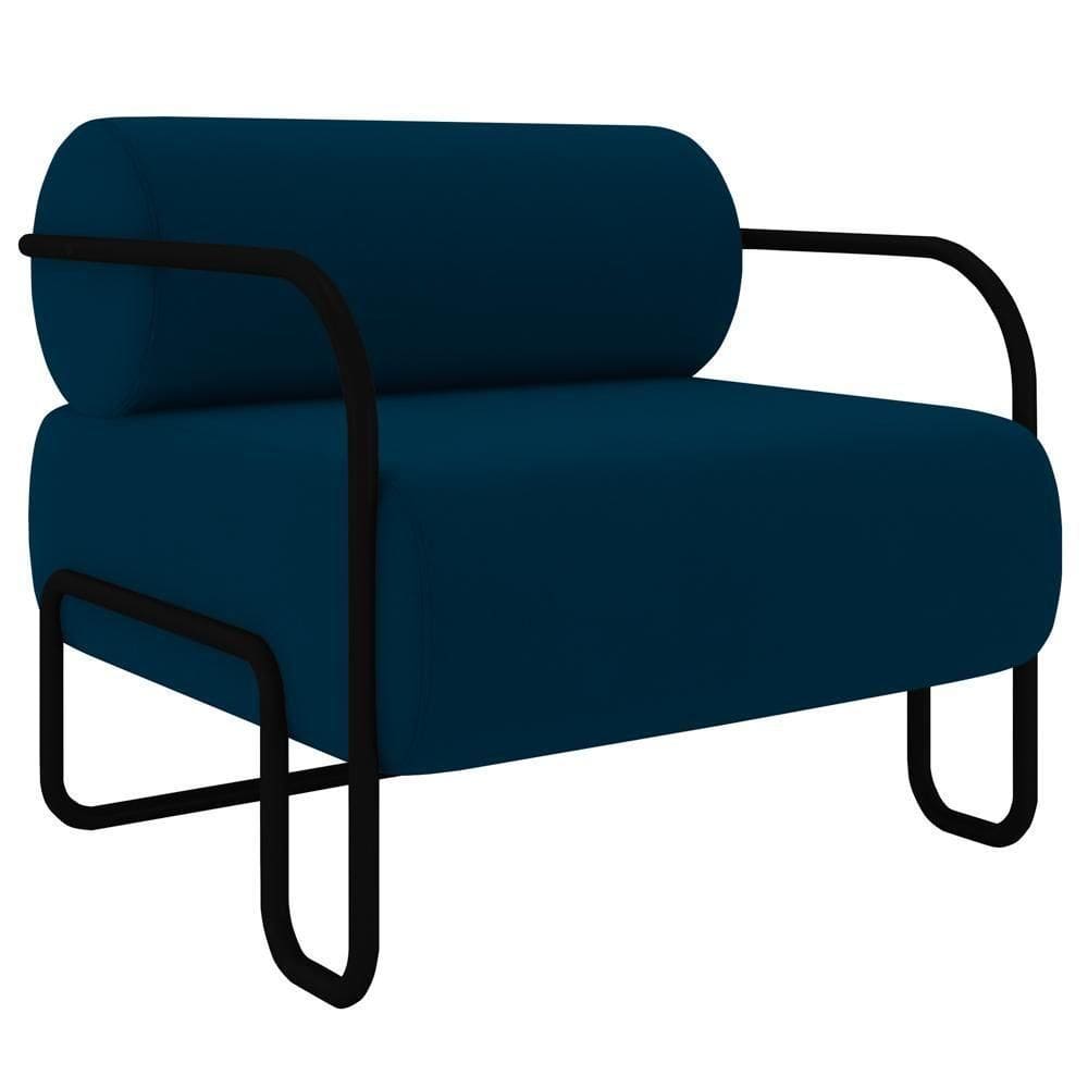 Poltrona Decorativa Para Sala Industrial Kira Z08 Veludo Azul - Mpozenato