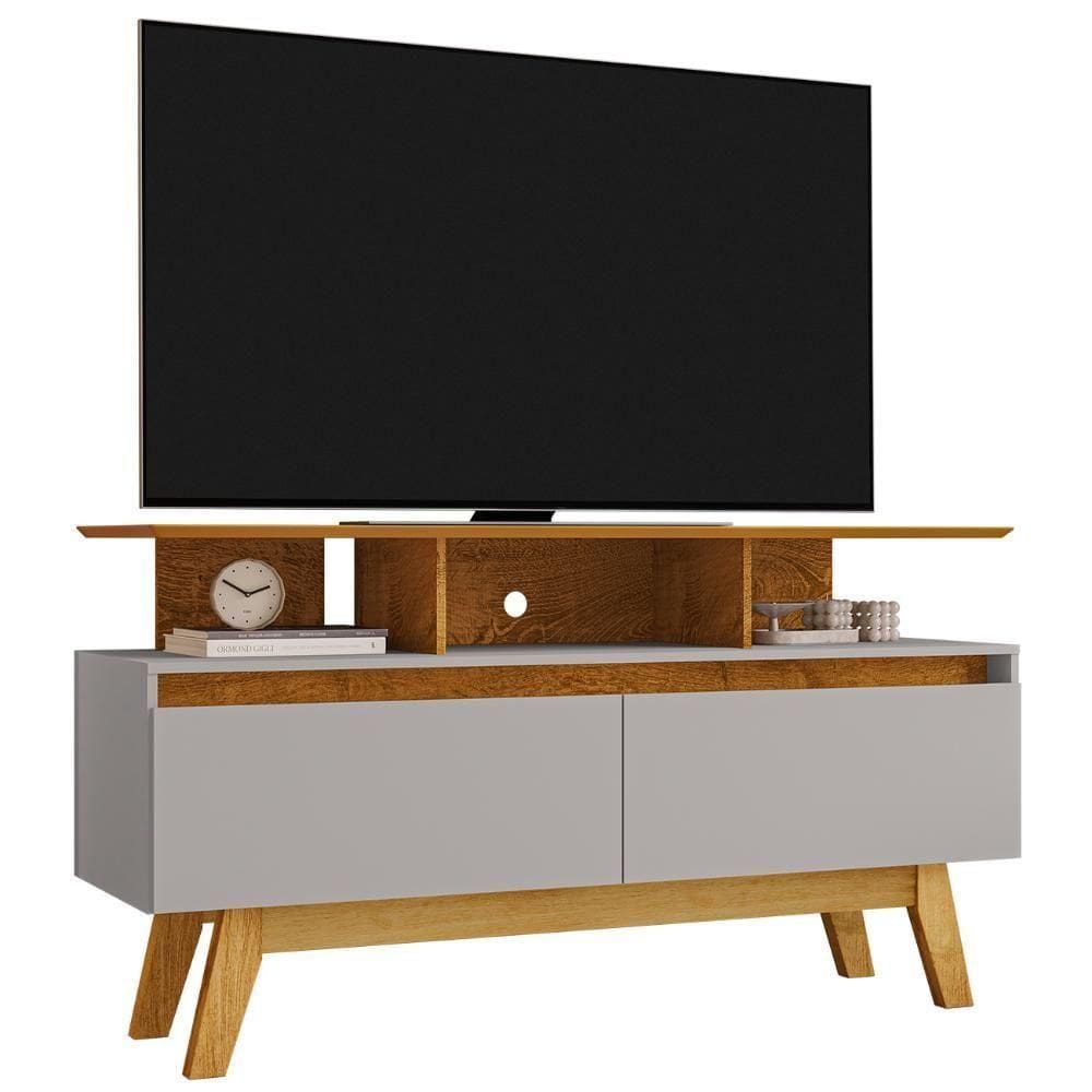 Rack Bancada Para 50 Pol 120cm 2 Portas Rubi Naturalle/off - Bechara