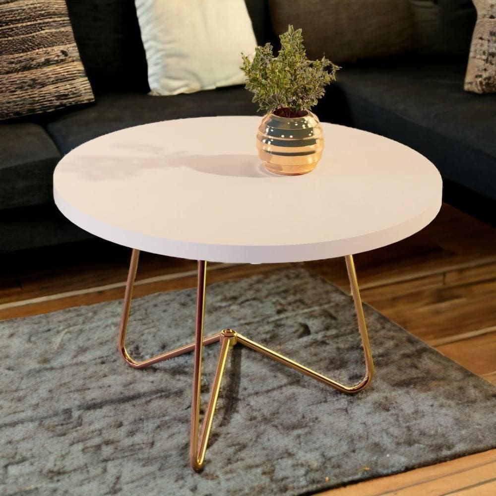 Mesa De Centro Jb 8006 Pérola E Dourado Bechara