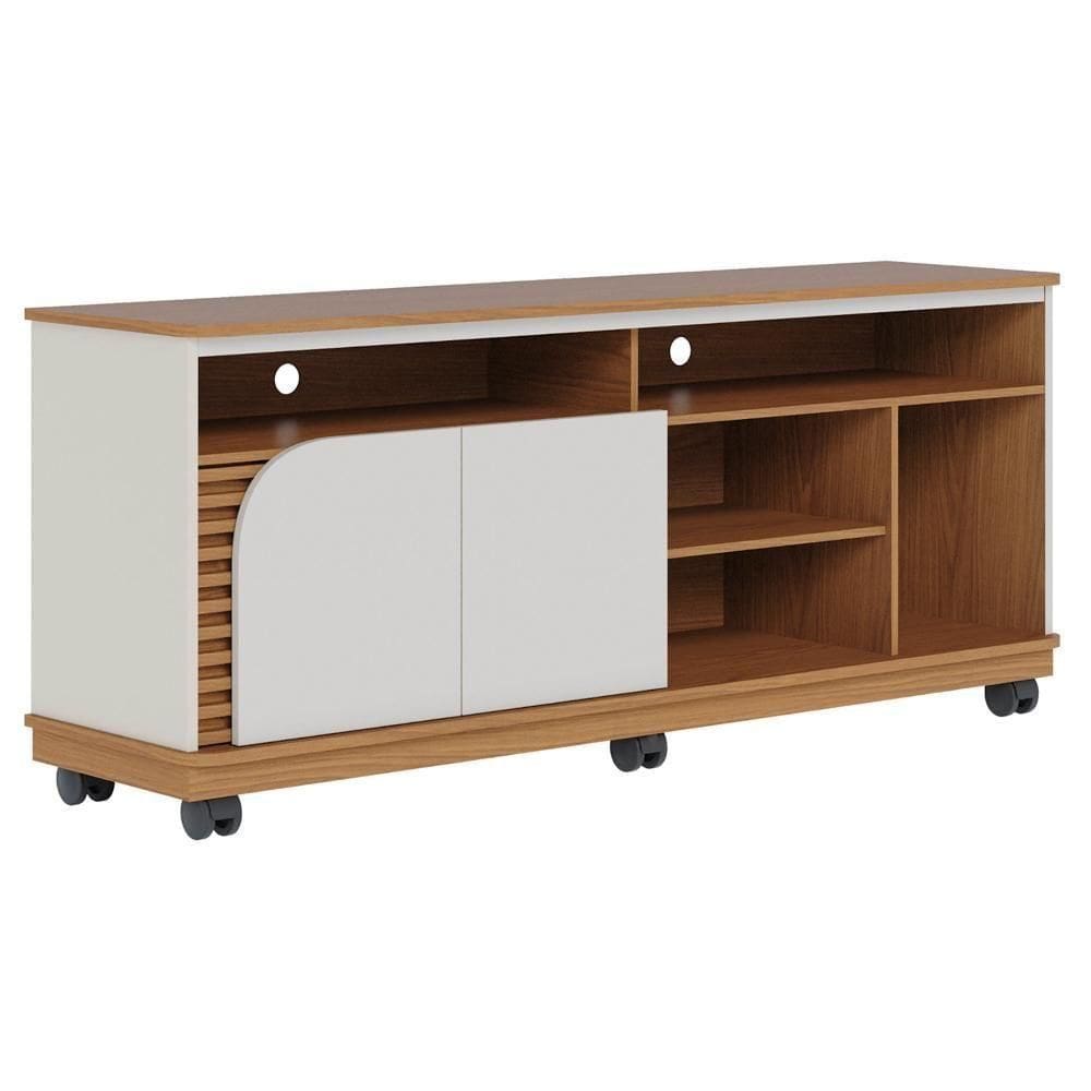 Rack Para Sala Bancada De 65 Pol 150cm Madrid C05 Freijó/off White Matte - Mpozenato