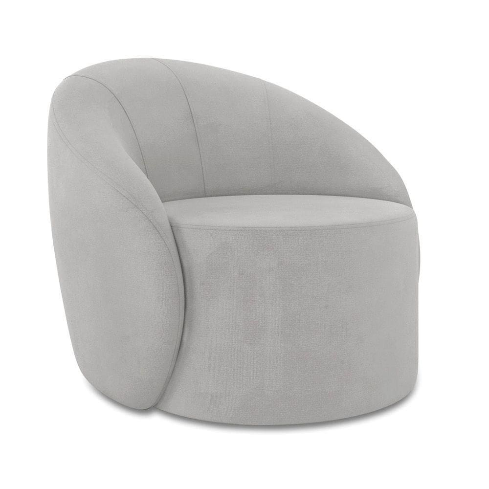 Poltrona Decorativa Orgânica Lua Suede Cinza D03 - D`rossi
