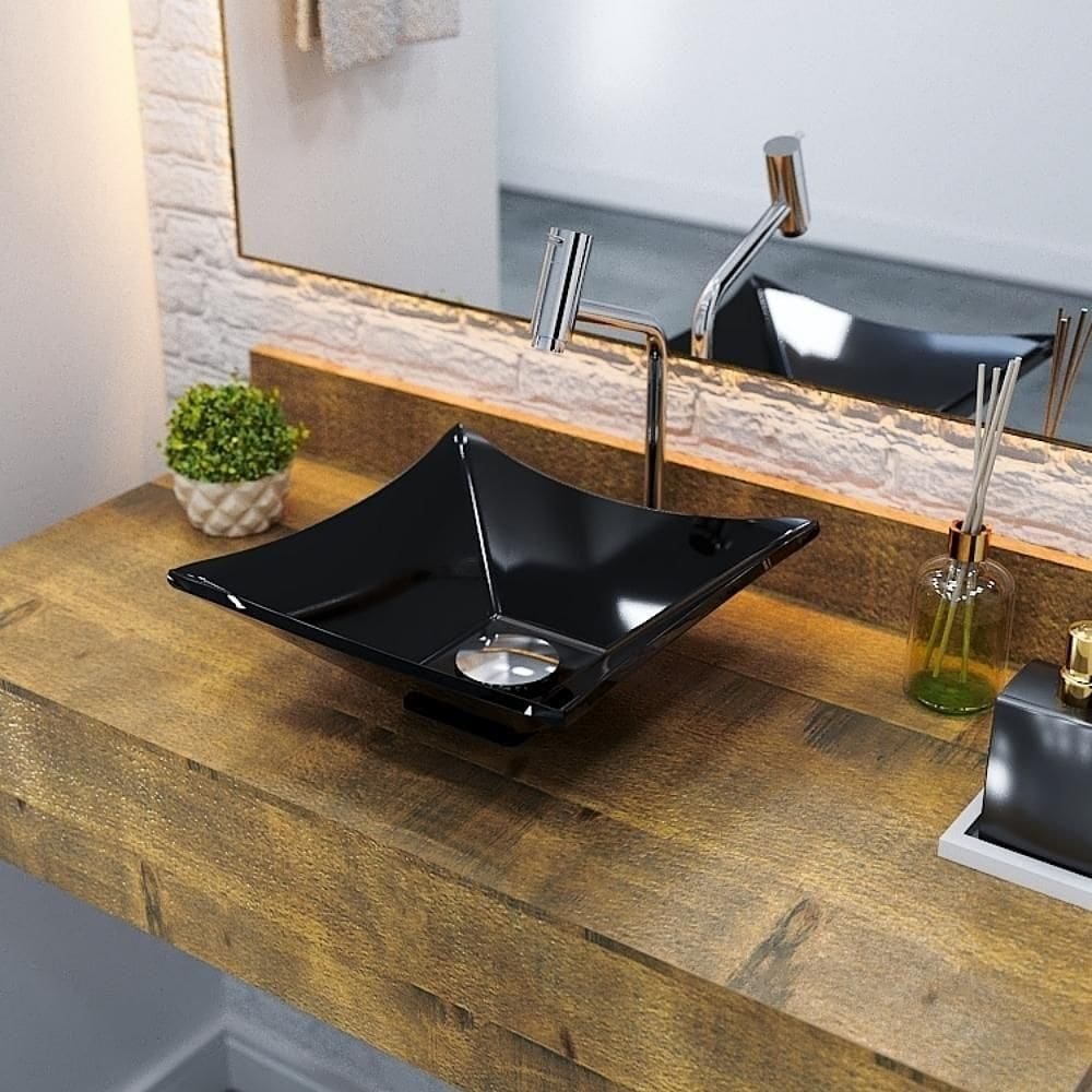 Kit Cuba L30 C/torneira Link 1062 Metal + Válvula Click 1 1/2`` (4,0cm) + Sifão Pvc + Flexível Preto Preto