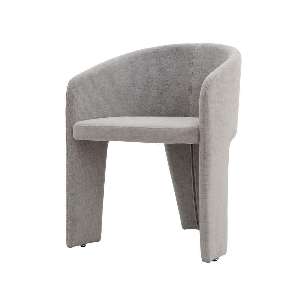 Cadeira De Jantar Cinza Estofado Em Bouclê E Base Reforçada