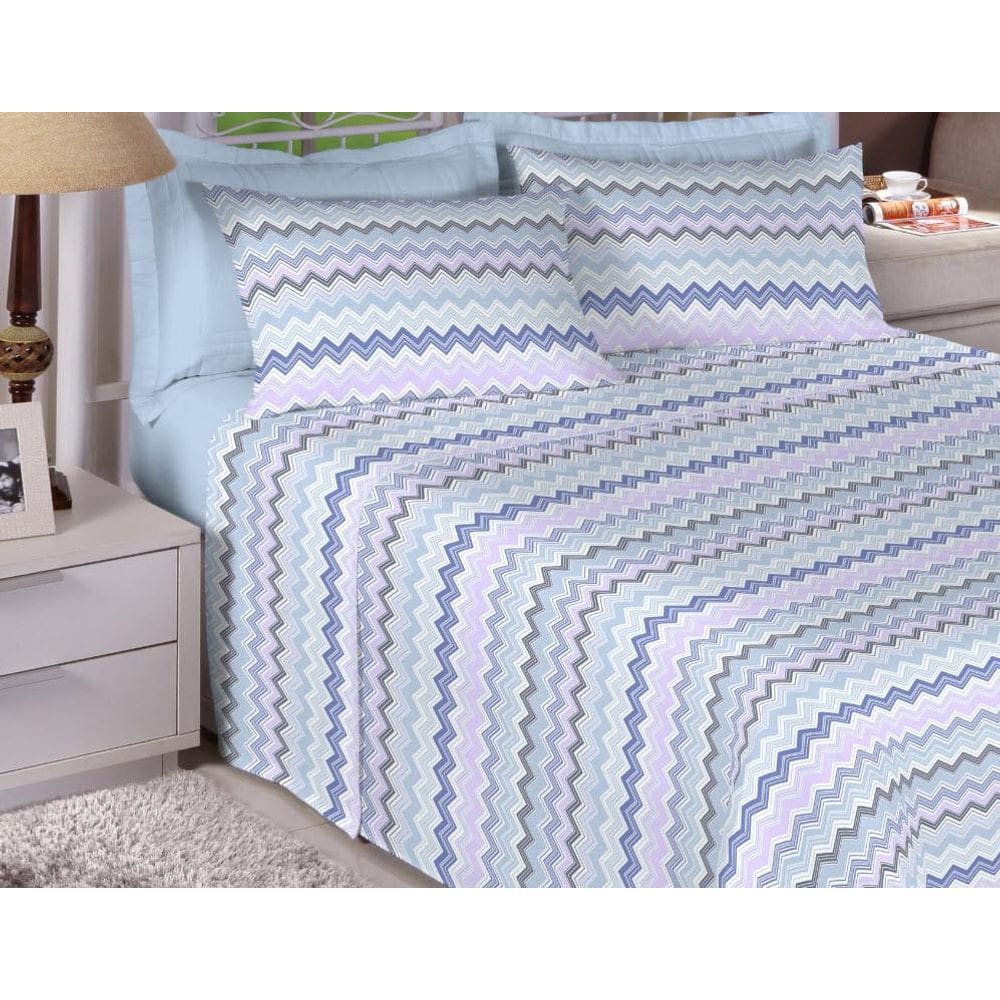 Jogo De Cama King Estamparia Premium Plus Azul Anil