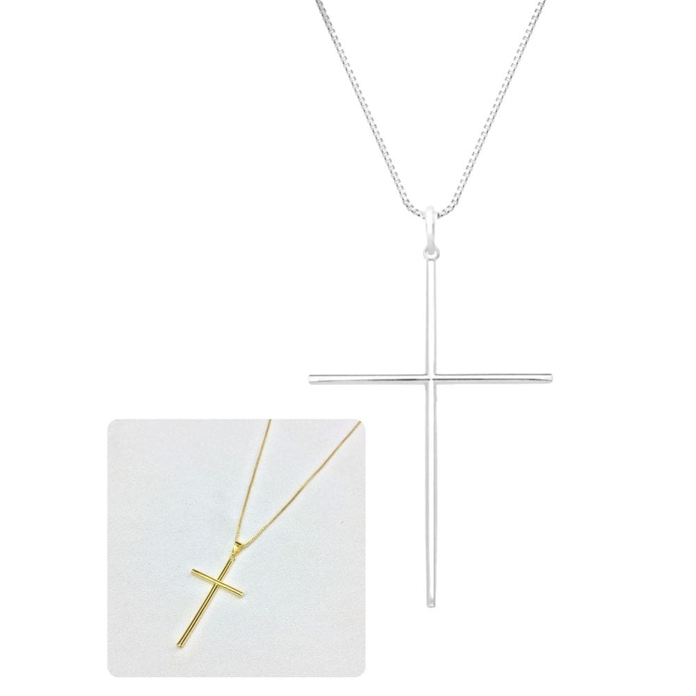 Corrente Cordão Masculino 60Cm Veneziana Pingente Cruz