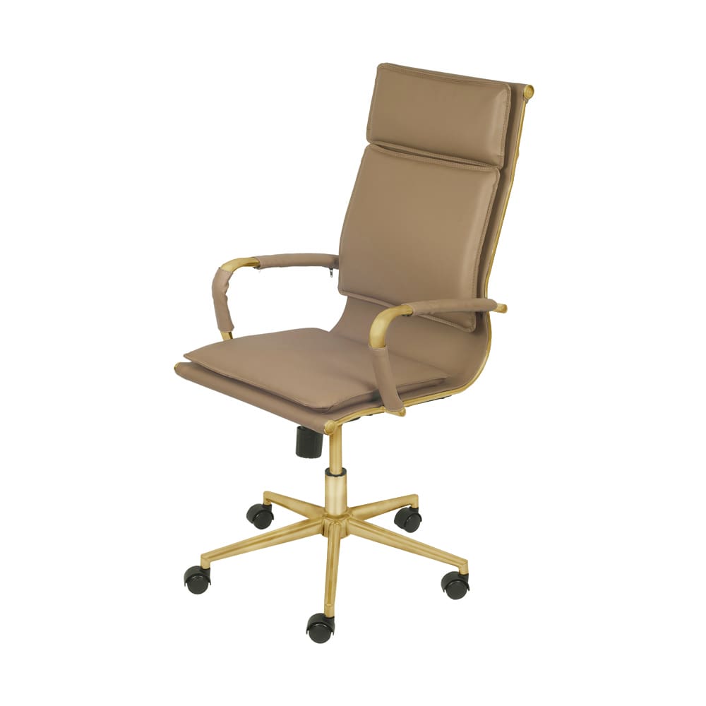 Cadeira De Escritório Giratoria Eames Soft Caramelo - Alta | Dourado Matte
