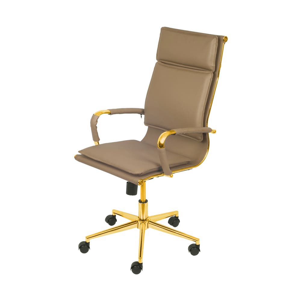 Cadeira De Escritório Giratoria Eames Soft Caramelo - Alta | Dourado Brilho