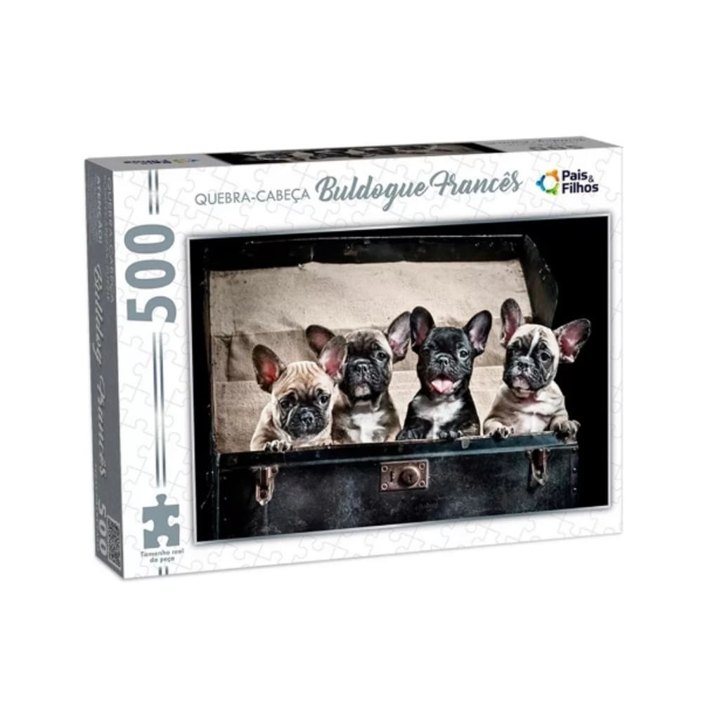Quebra cabeça Buldogue Francês 500 peças - Puzzle QC Pais e filhos