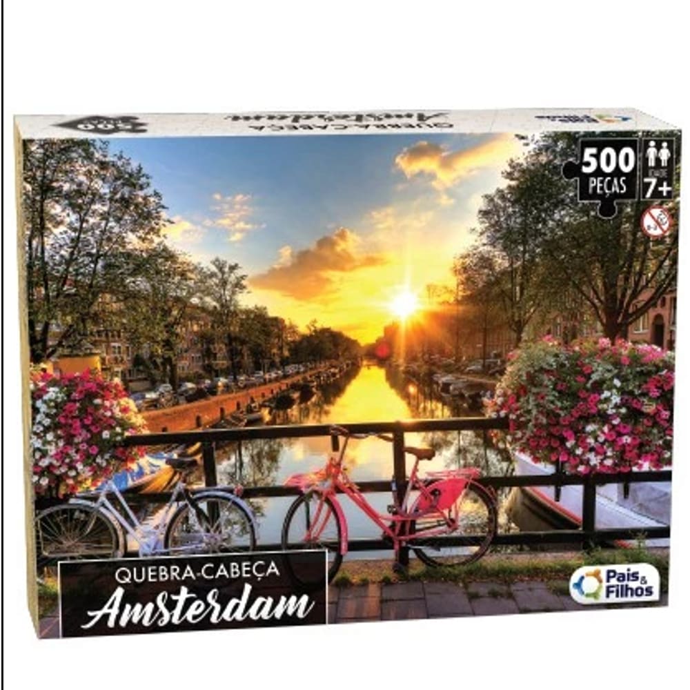 Quebra cabeça Amsterdã Holanda 500 peças - Puzzle QC Pais e filhos