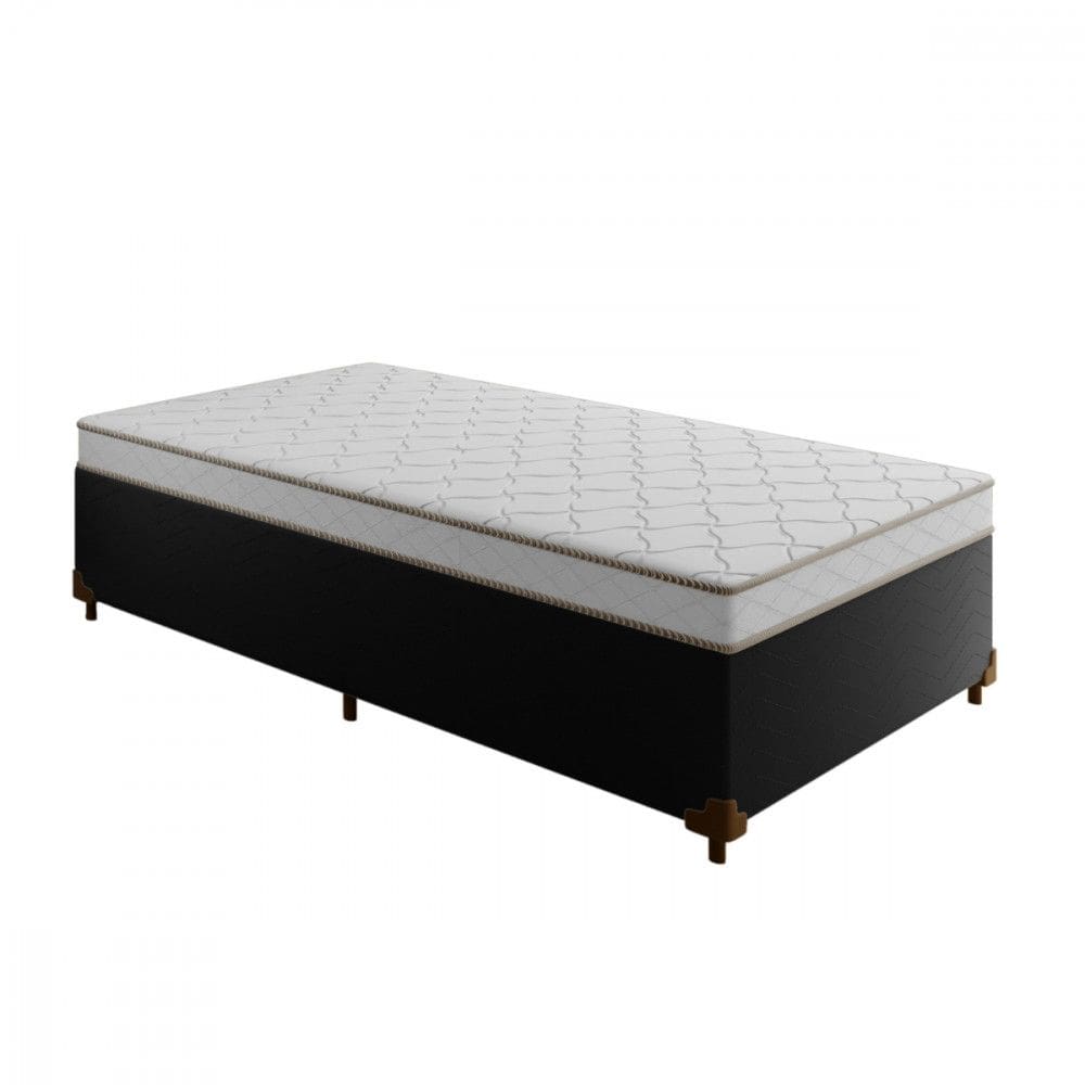Cama Box Solteiro Conjugada Noruega 88x188x39cm Preto e Branco Lightspuma
