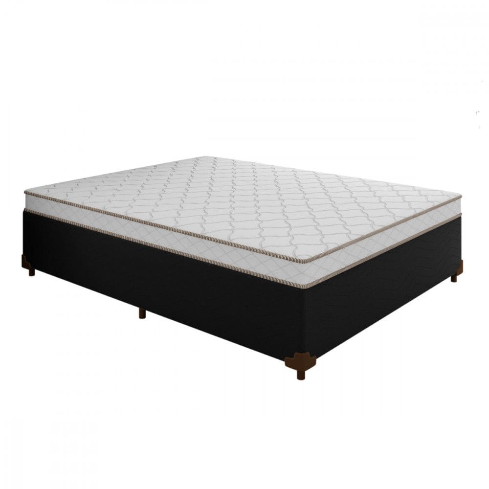 Cama Box Casal Conjugada Noruega 138x188x39cm Preto e Branco Lightspuma