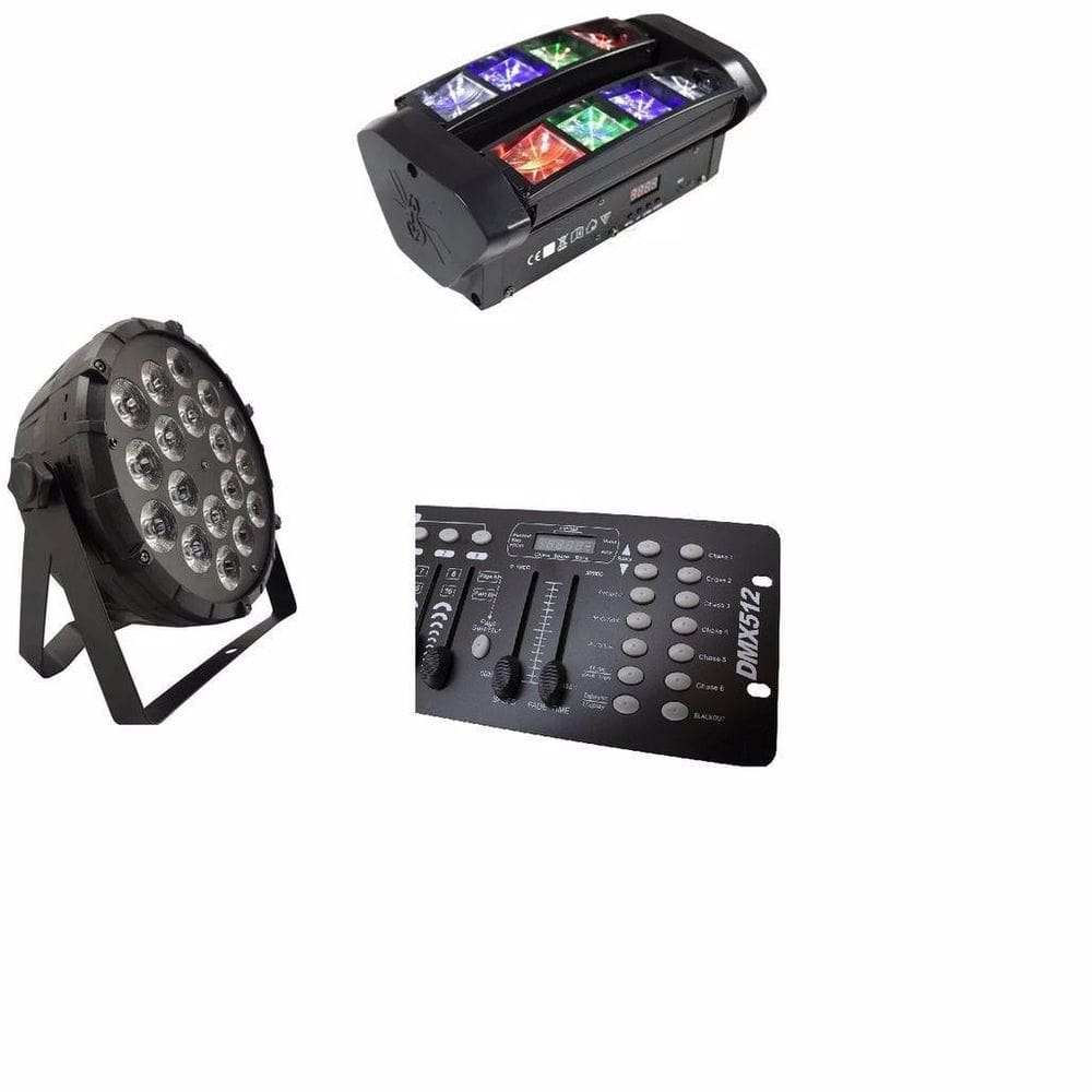 Kit 4 Par Led Slim Rgbw 18X12W Full+ 2 Mini Spider + Dmx 512
