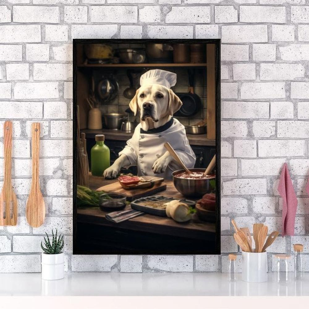 Quadro Para Cozinha Cão Raça Labrador 45X34Cm
