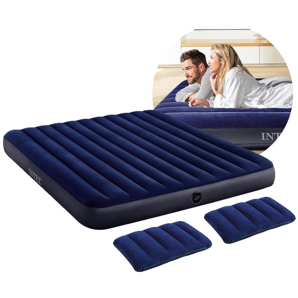 Colchão Inflável Casal King 203cm x 183cm Dura Beam Downy Aveludado 272kg com 2 Travesseiros Infláveis Intex