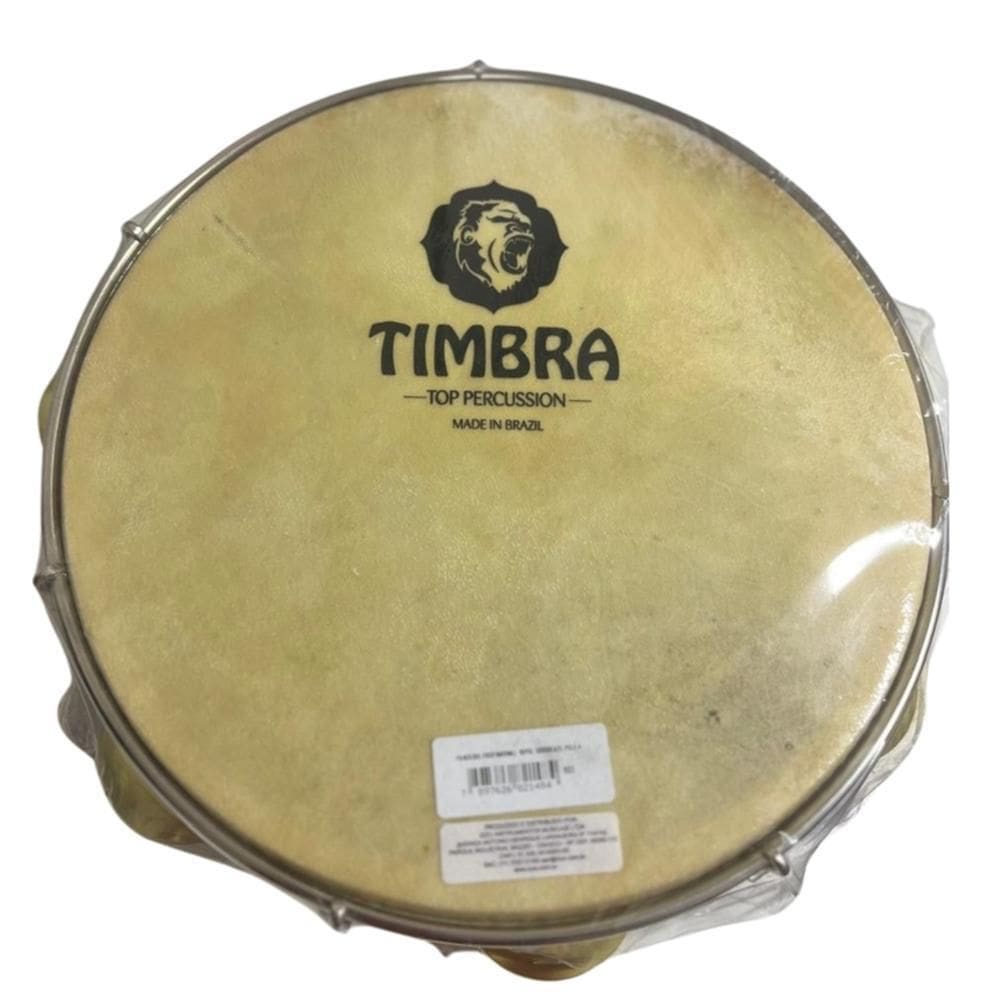 Pandeiro Timbra Profissional 10 Pol Chocolate Pele Animal C/