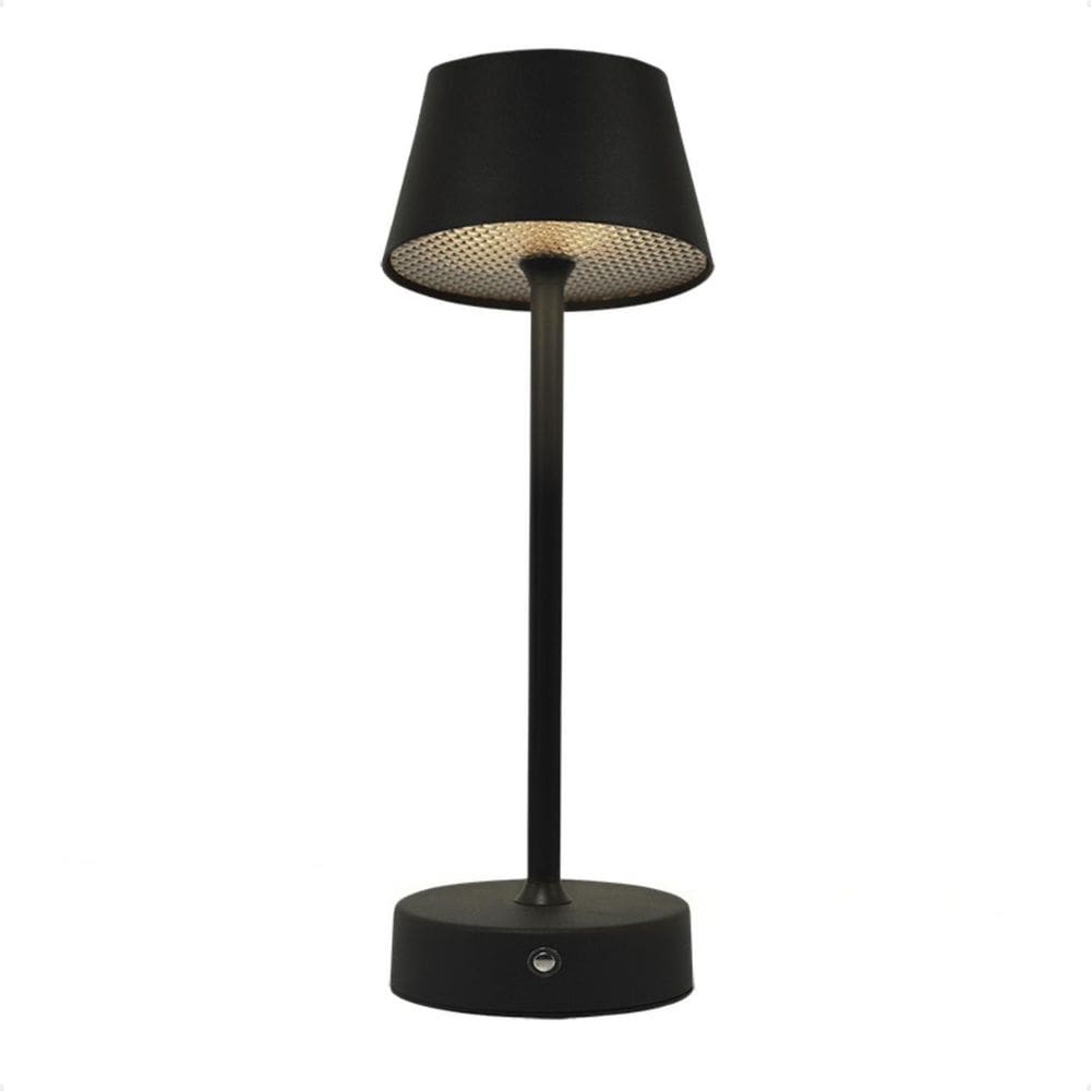 Luminária Abajur Mesa Led Louvre Touch Recarregável Preto