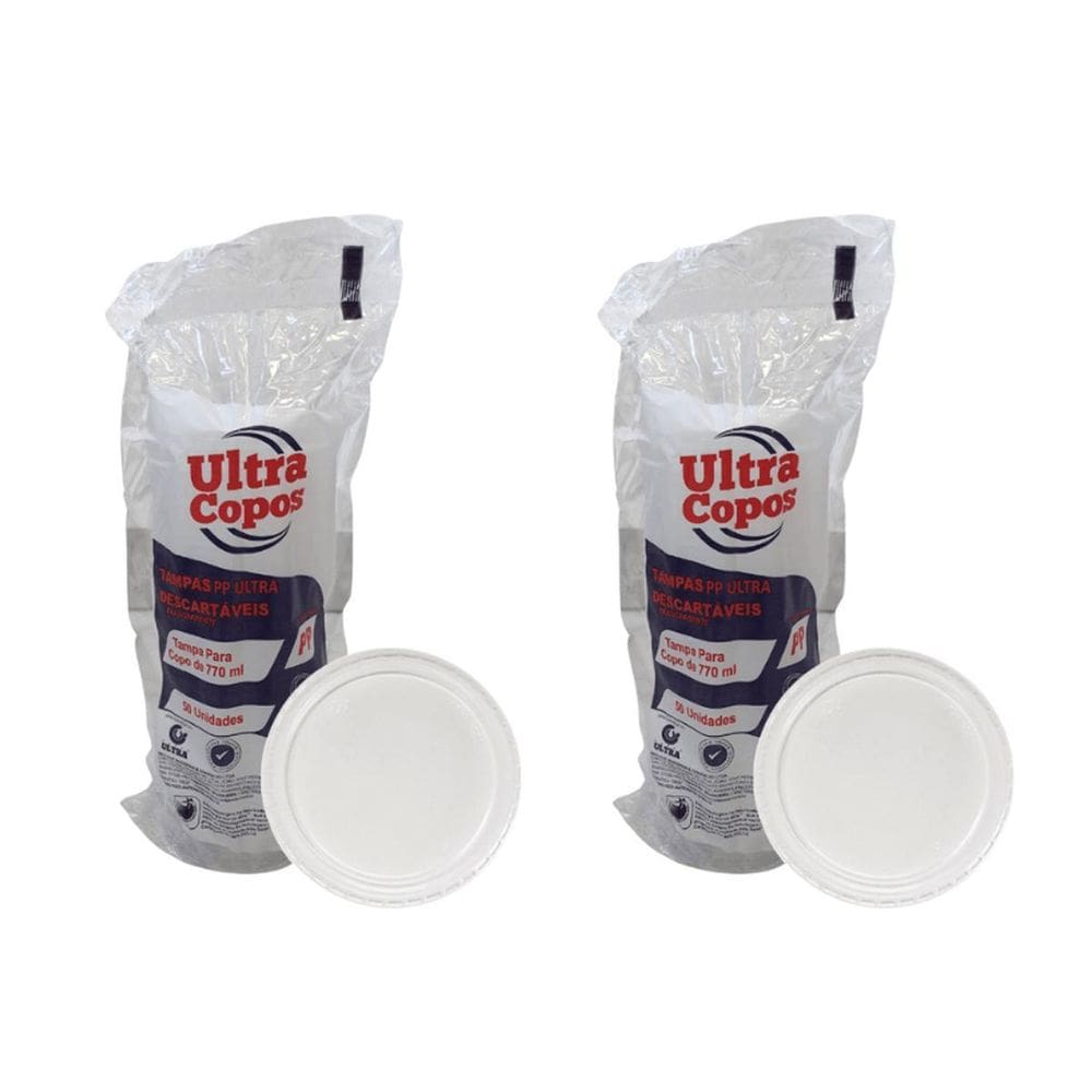 Tampa Para Copo 770Ml Transparente Sem Furo Pp C/100 Ultra