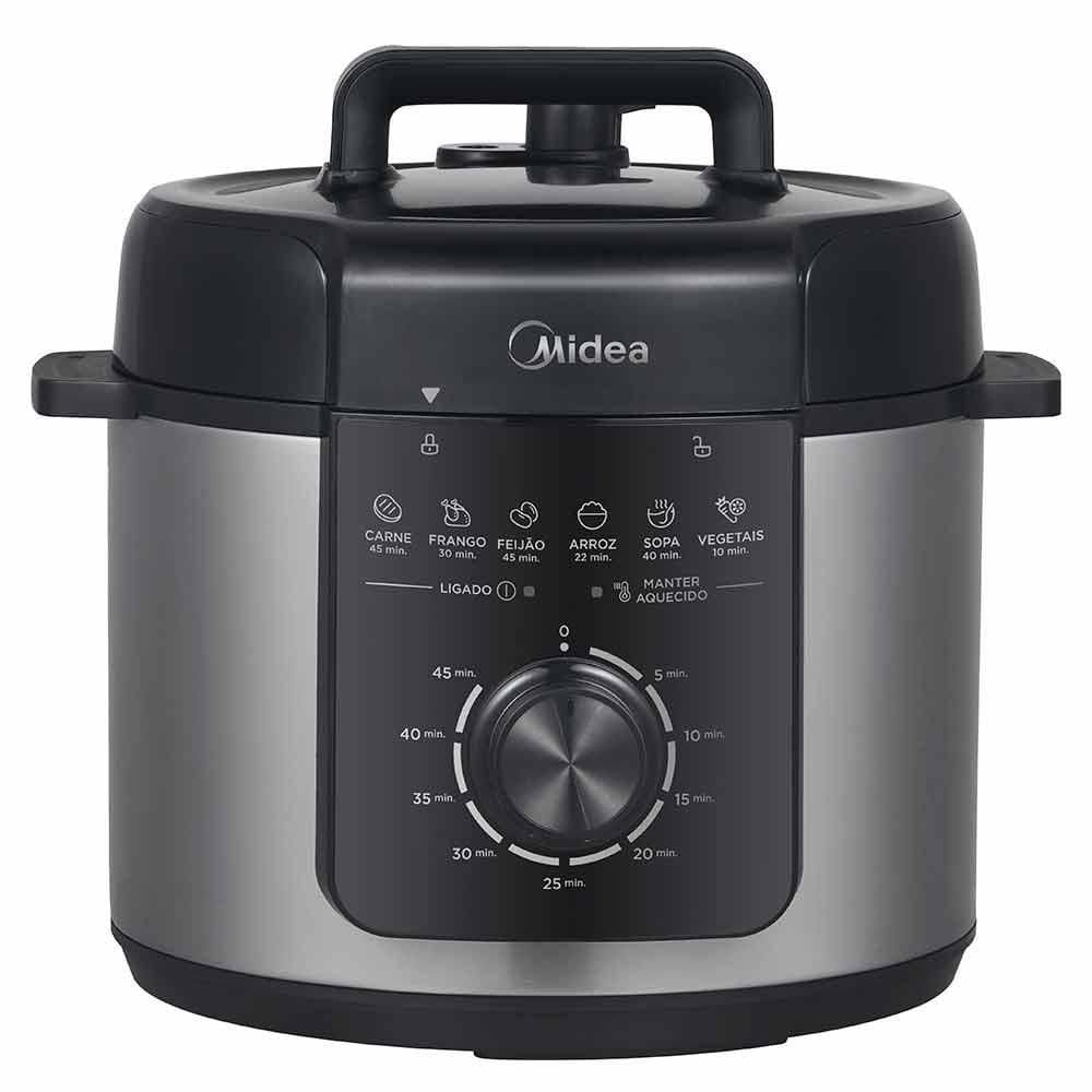 Panela de Pressão Elétrica Midea 4 Litros Preto e Inox - PPM4
