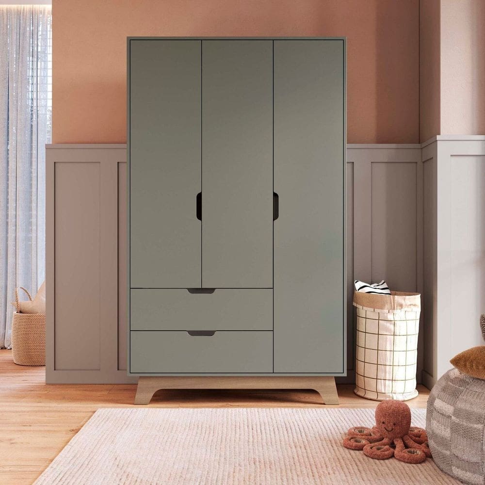 Guarda-roupa Infantil 3 Portas e 2 Gavetas 100% Mdf Alice Verti/Louro Freijó Grann