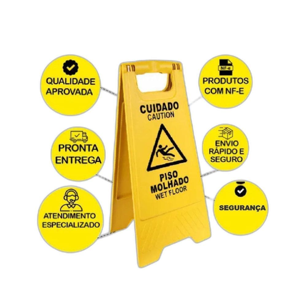 Placa Sinalizadora Piso Molhado Kit C/4