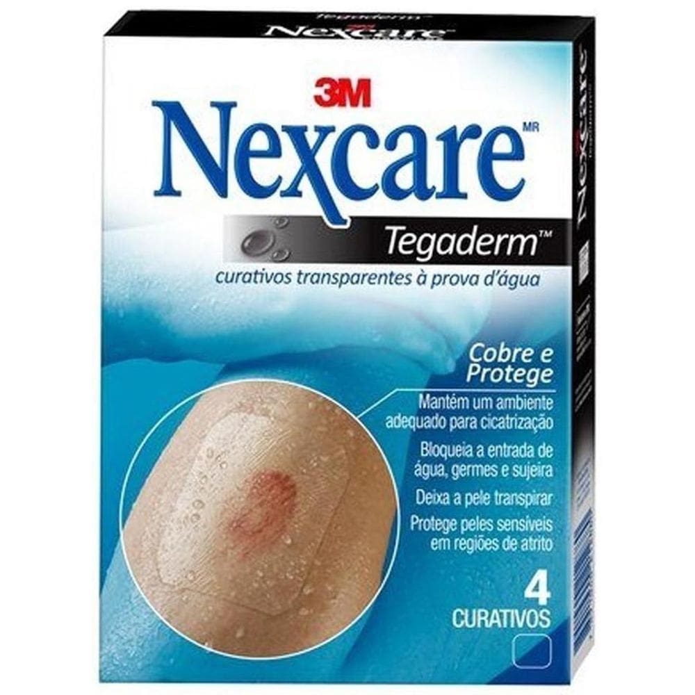 Curativos Transparentes Tegaderm Nexcare Cobre Protege 4Unid