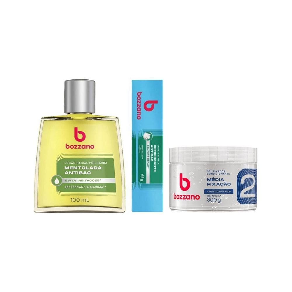 Kit Bozzano Mentolado Cr Barbear+Loção Pos Barba+Gel Fix Inc