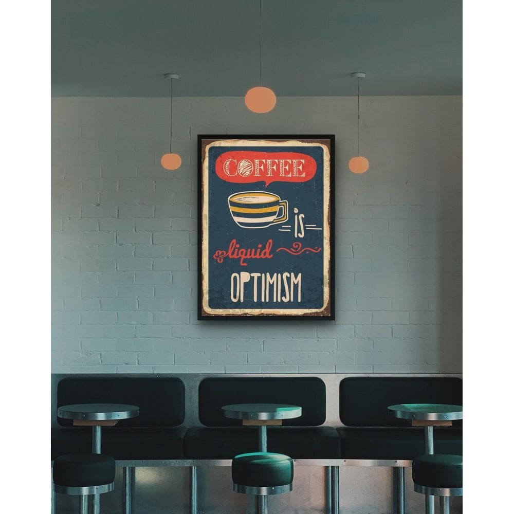 Quadro Decorativo Coffee Is Liquid Optimism Vintage -70X50Cm