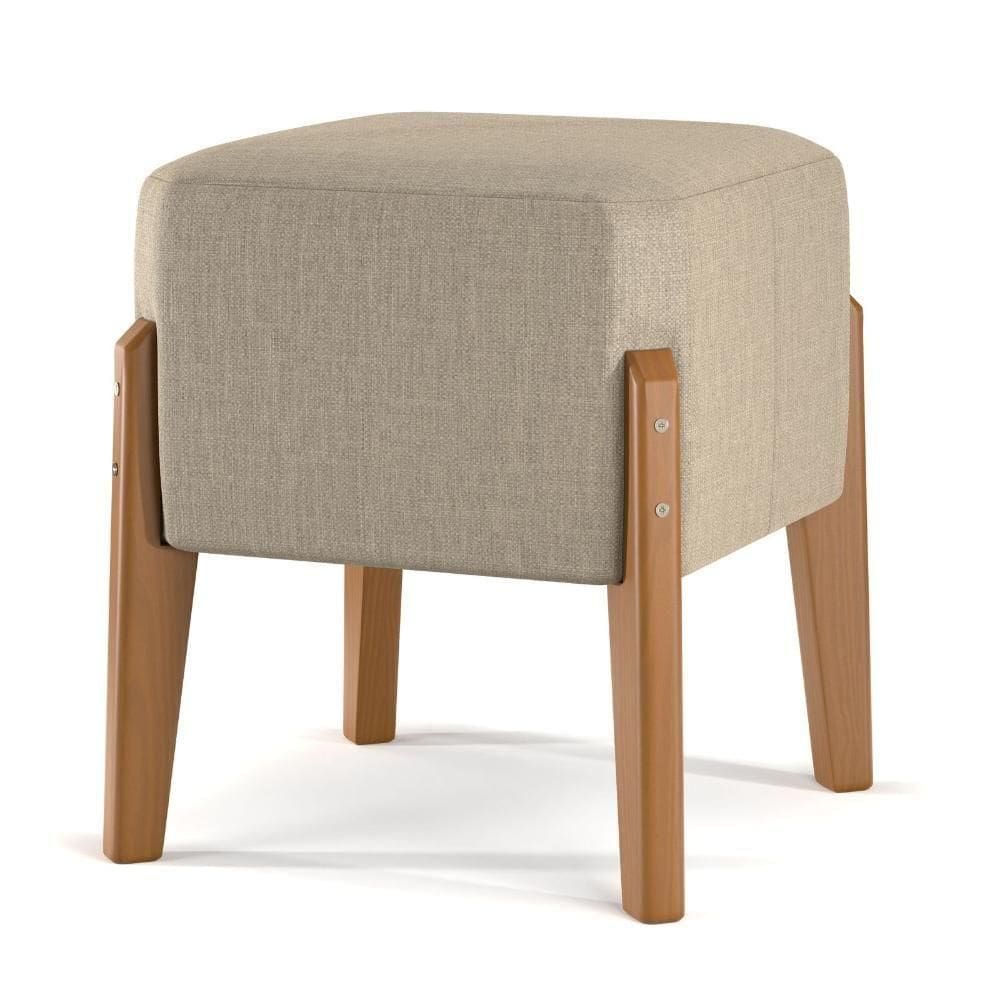 Puff Banqueta Ana Luxo Sala Escritório-quarto - Bege