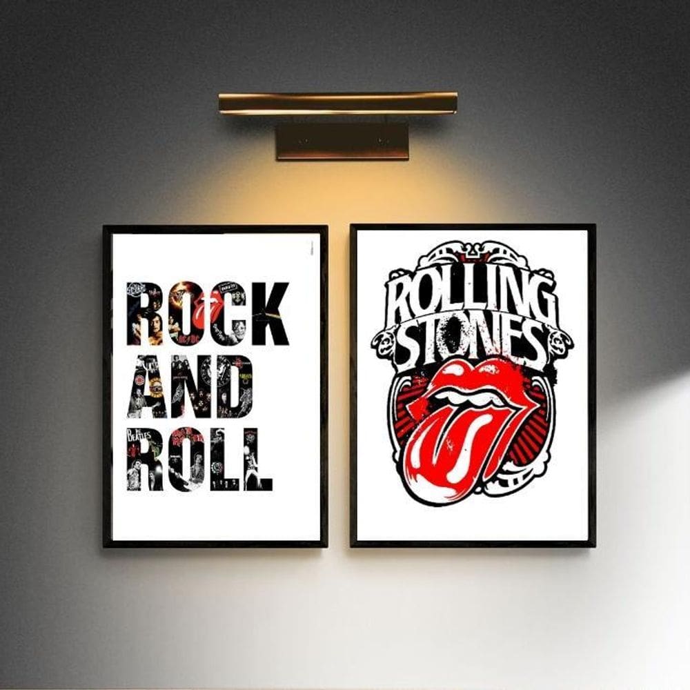 Kit 2 Quadros Rock - Rolling Stones 24X18Cm