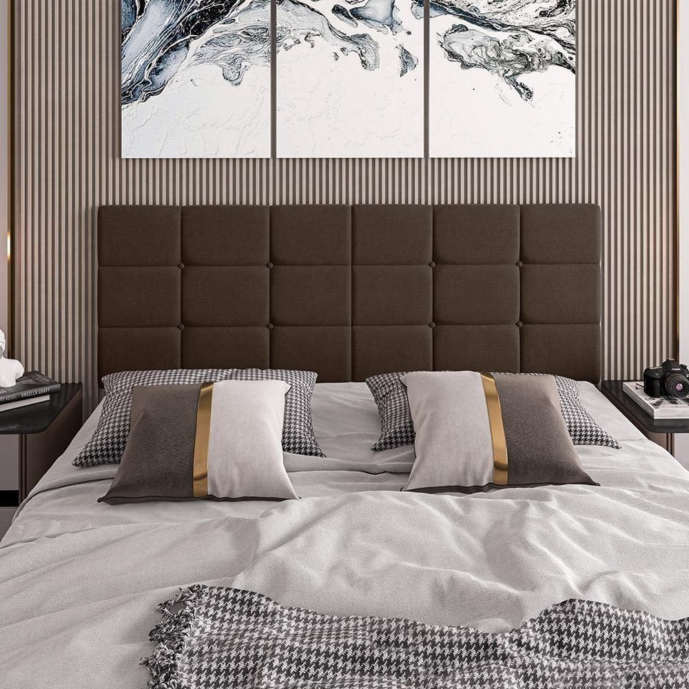 Cabeceira Almofadada Bia - Madeira Suede 90cm Marrom - Movelove Marrom