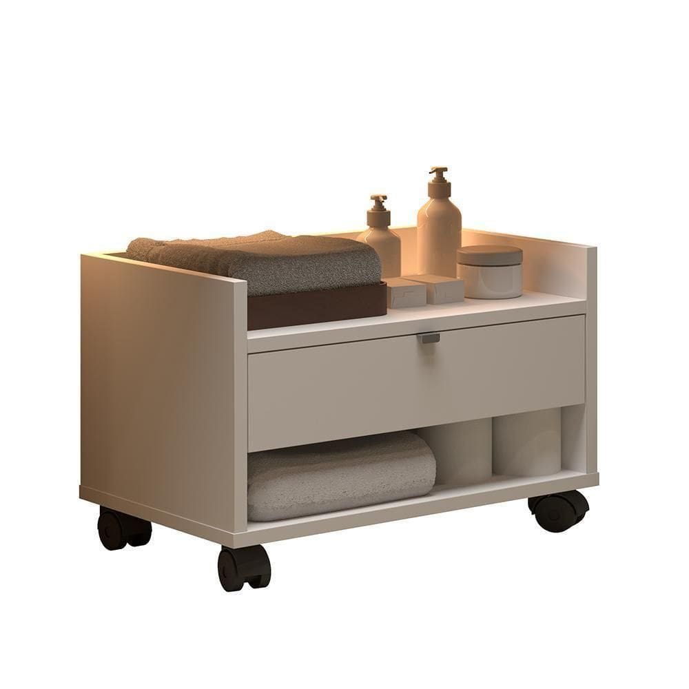 Gabinete Para Banheiro Prisma - Mdp Gaveta E Nicho Branco - J3 Móveis