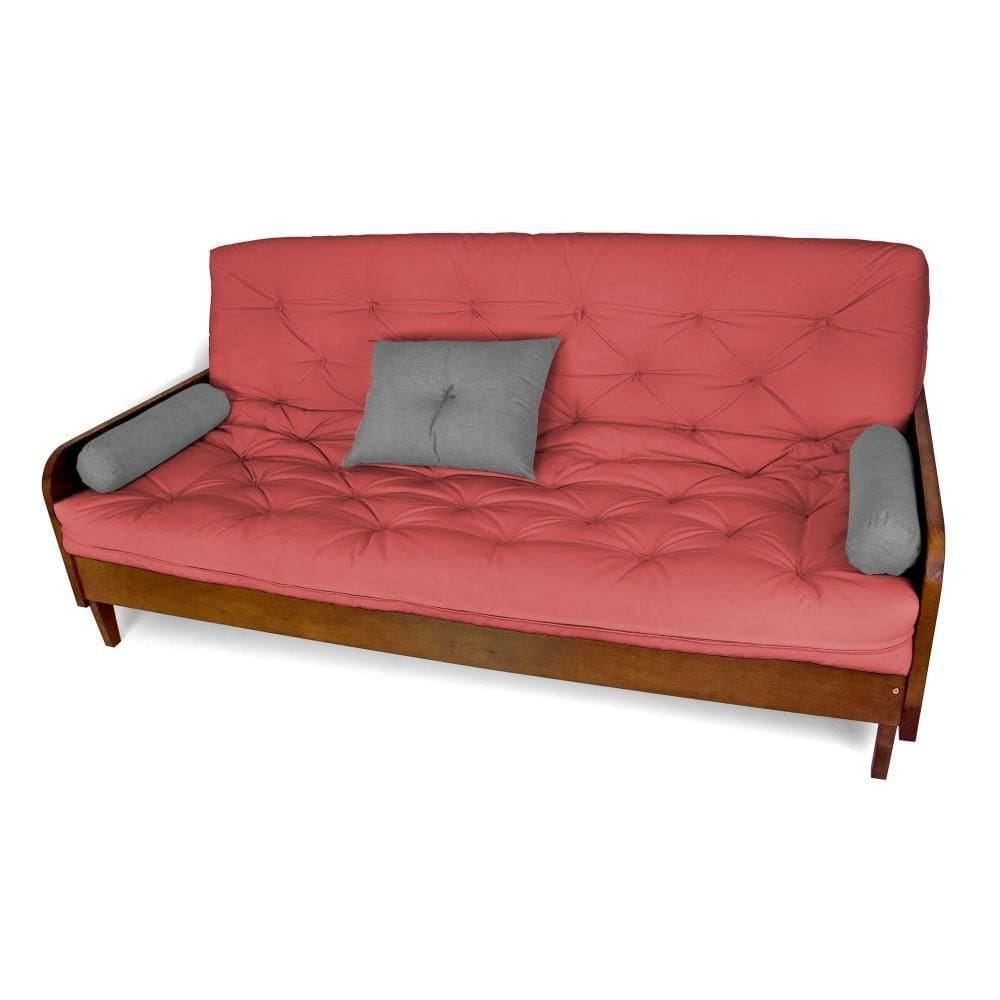 Sofá Cama Paris Sarja Madeira Nobre Imbuia - Goiaba