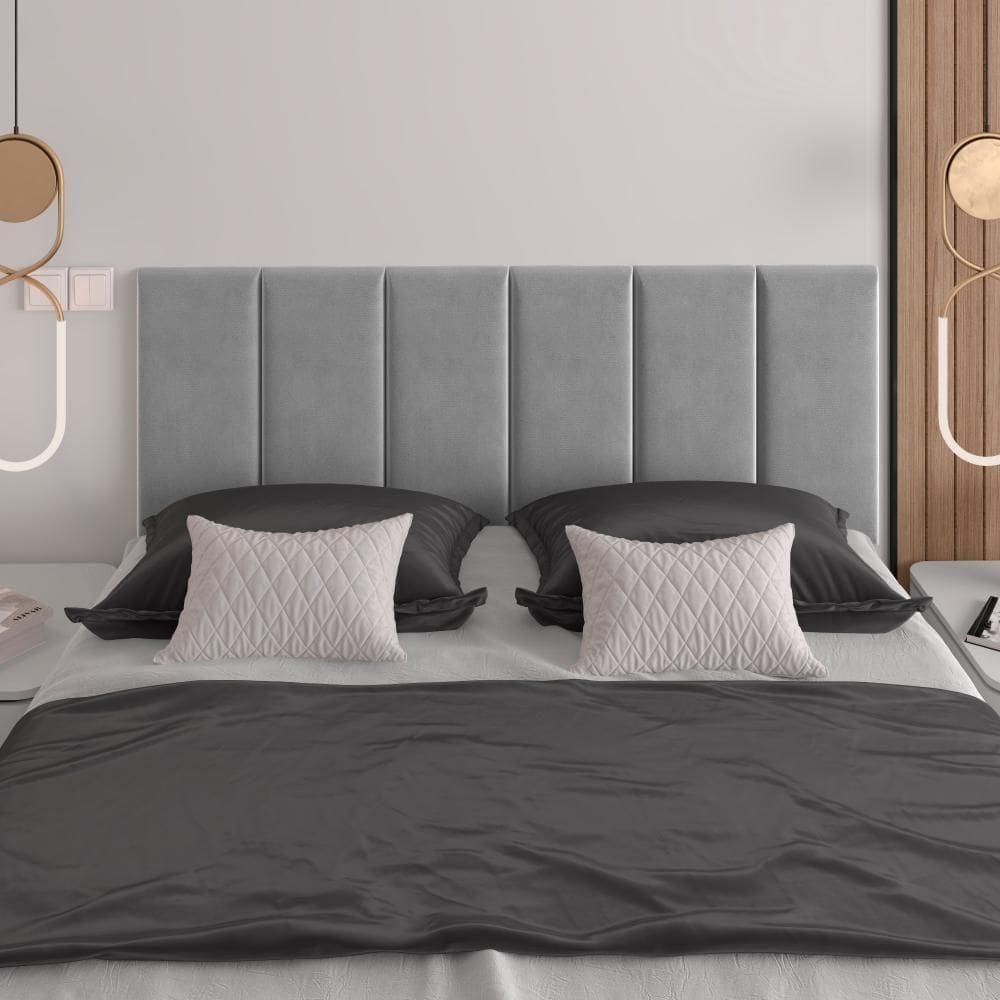 Cabeceira Almofadada Queen 160 Cm Paris - Suspensa Suede Mdf Cinza - Movelove