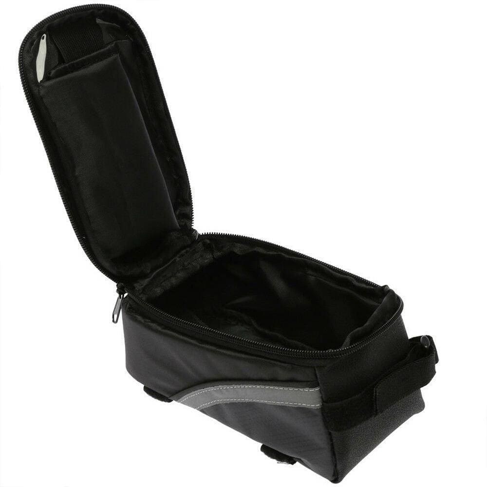 Bolsa Case Porta Celular Suporte De Guidao Tela Touch Compacto Com Ziper Saida De Fone De Ouvido Ciclistas Cinza