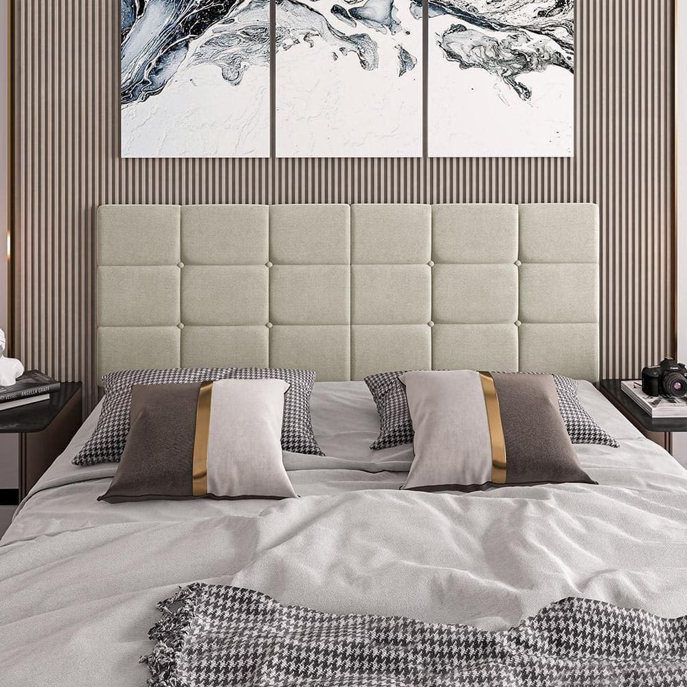 Cabeceira Almofadada Bia - Madeira Suede 90cm Areia - Movelove Areia