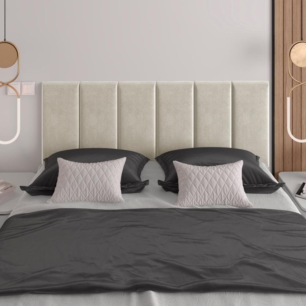 Cabeceira Almofadada Queen 160 Cm Paris - Suspensa Suede Mdf Bege - Movelove