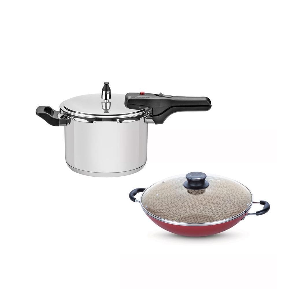 Panela Pressão Inox 4,5L + Panela Wok 36Cm Tramontina
