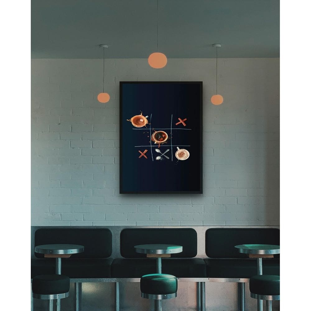 Quadro Decorativo Café Jogo Da Velha - 70X50Cm