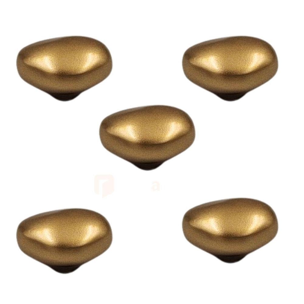 Kit 5 Puxador Ponto Seixo Pequeno Dourado Matte Zen Design