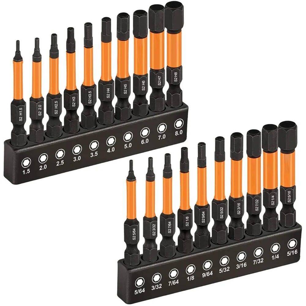 Kit 20 Pontas Bits Allen De Impacto Com Zona De Torção E Imã