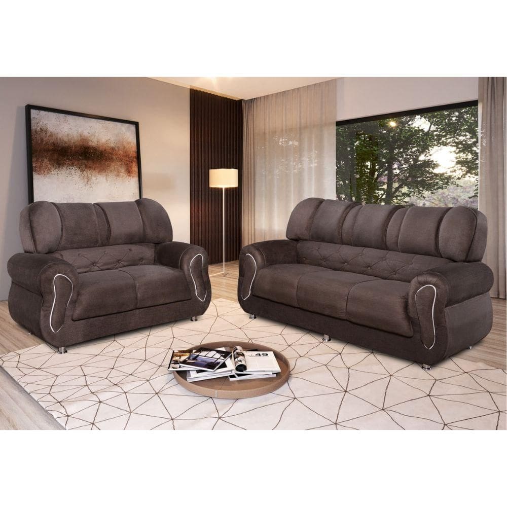 Conjunto de Sofá 3x2 Lugares Genova Café Bello Estofados