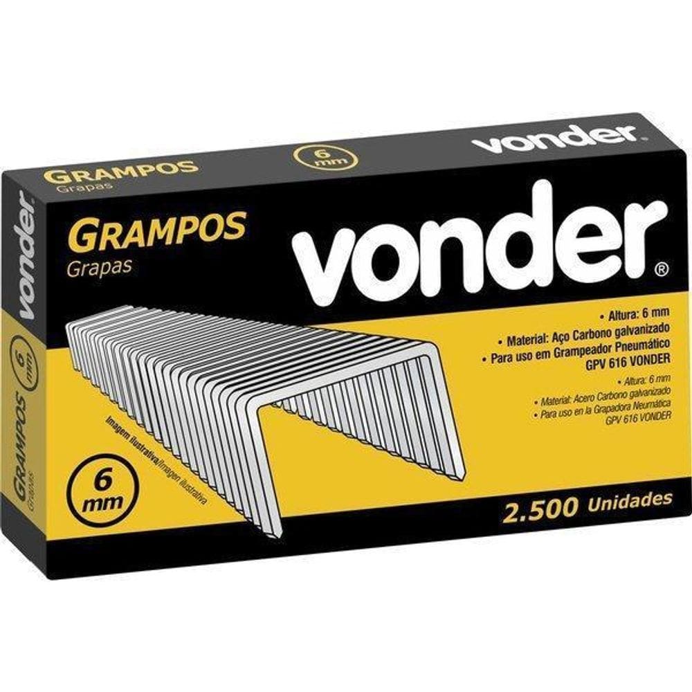 Grampo 6Mm Reto Grampeador Gpv616 Com 2500 Pç Gpv-6 Vonder