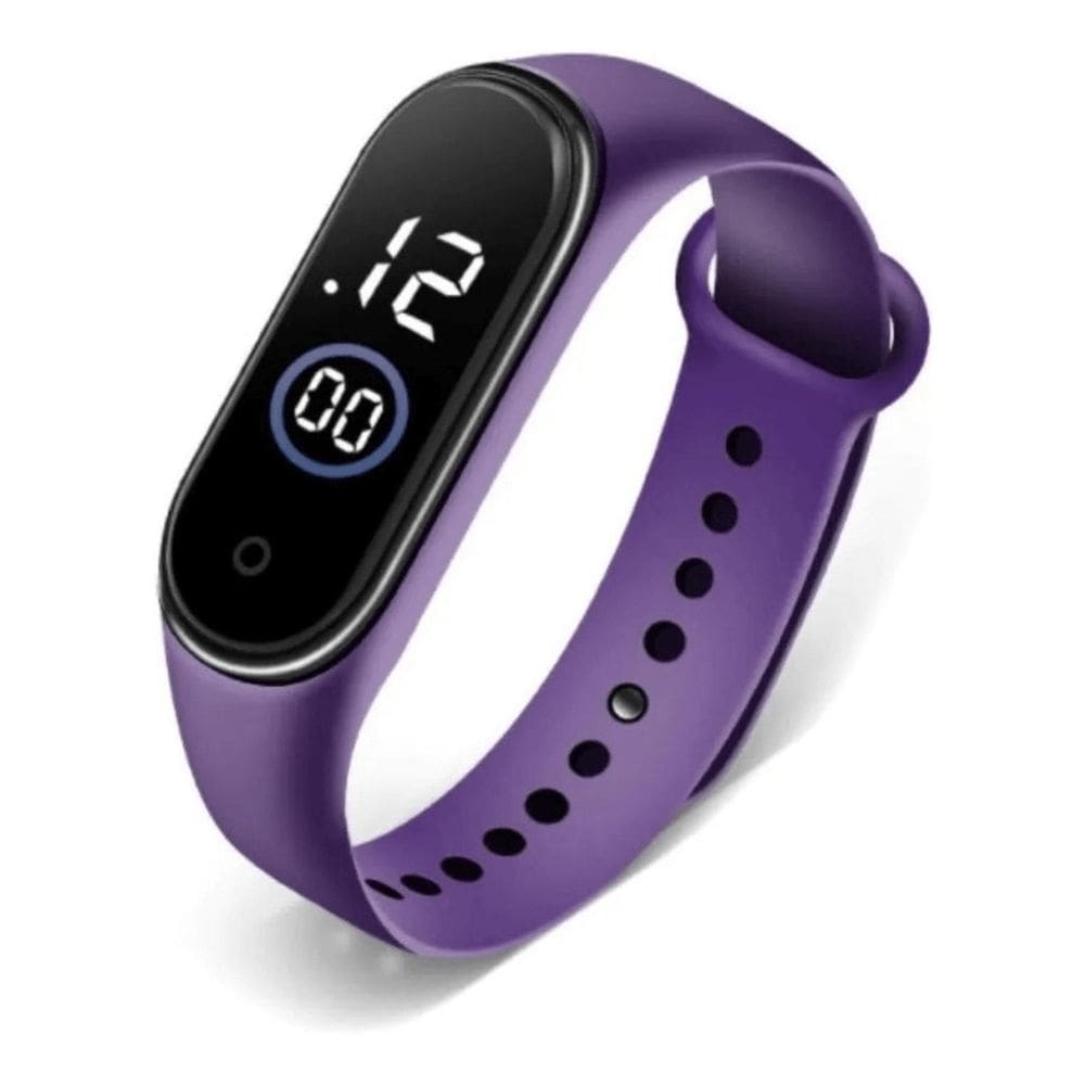 Relógio De Pulso Digital Led Esportivo Resistente Água Roxo